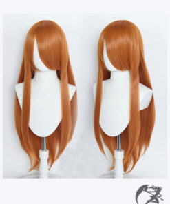 Perücke Dunkel-Orange mit Pony (80 cm)